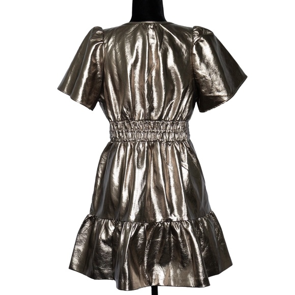 ANTHROPOLOGIE The Somerset Mini Dress: Metallic Faux Leather Edition NWOT - Picture 3 of 14